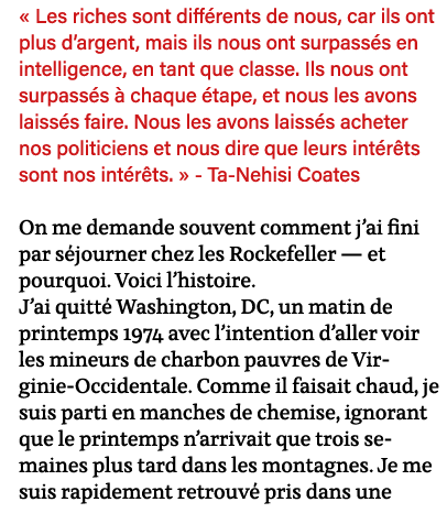   Les riches sont différents de nous, car ils ont plus d argent, mais ils nous ont surpassés en intelligence, en tant   