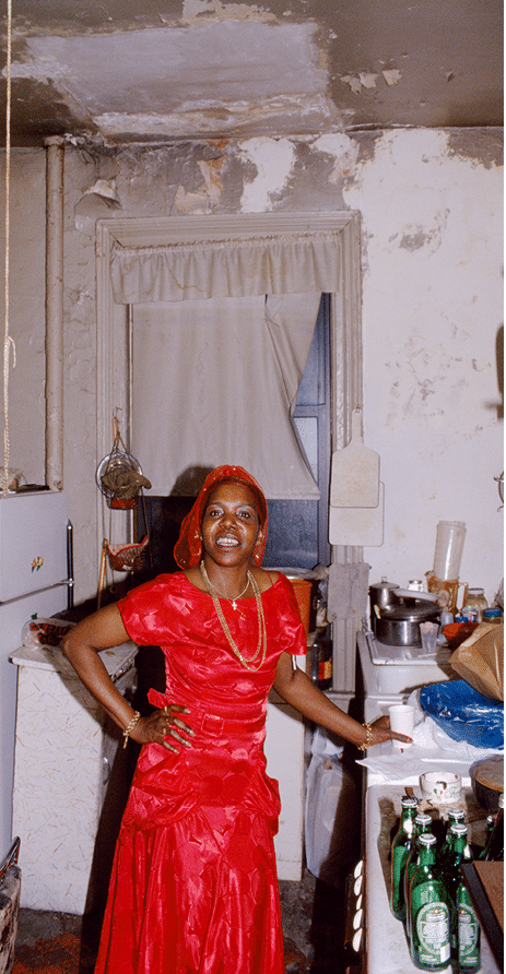 Leona Washington in red dress