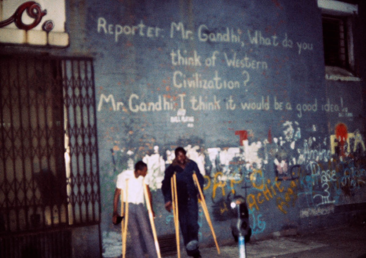 1971 - Two Veterans at Gandhi memorial, Lower Eastside, NY