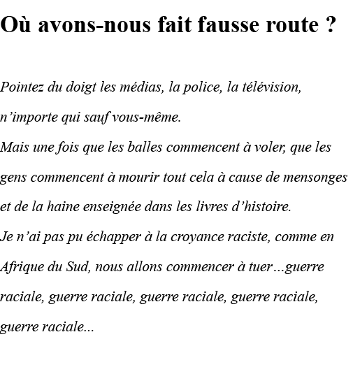 Où avons-nous fait fausse route   Pointez du doigt les médias, la police, la télévision, n importe qui sauf vous-même   
