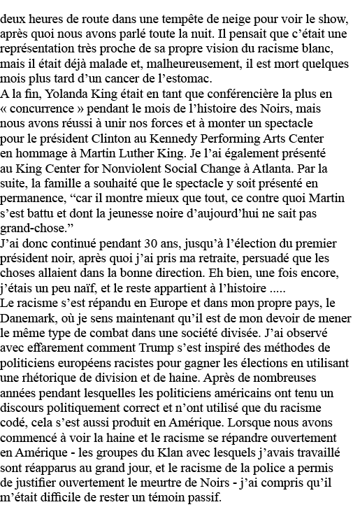 deux heures de route dans une tempête de neige pour voir le show, après quoi nous avons parlé toute la nuit  Il pensa   