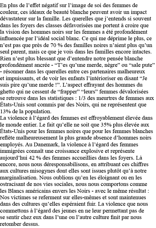 En plus de l effet négatif sur l image de soi des femmes de couleur, ces idéaux de beauté blanche peuvent avoir un im   