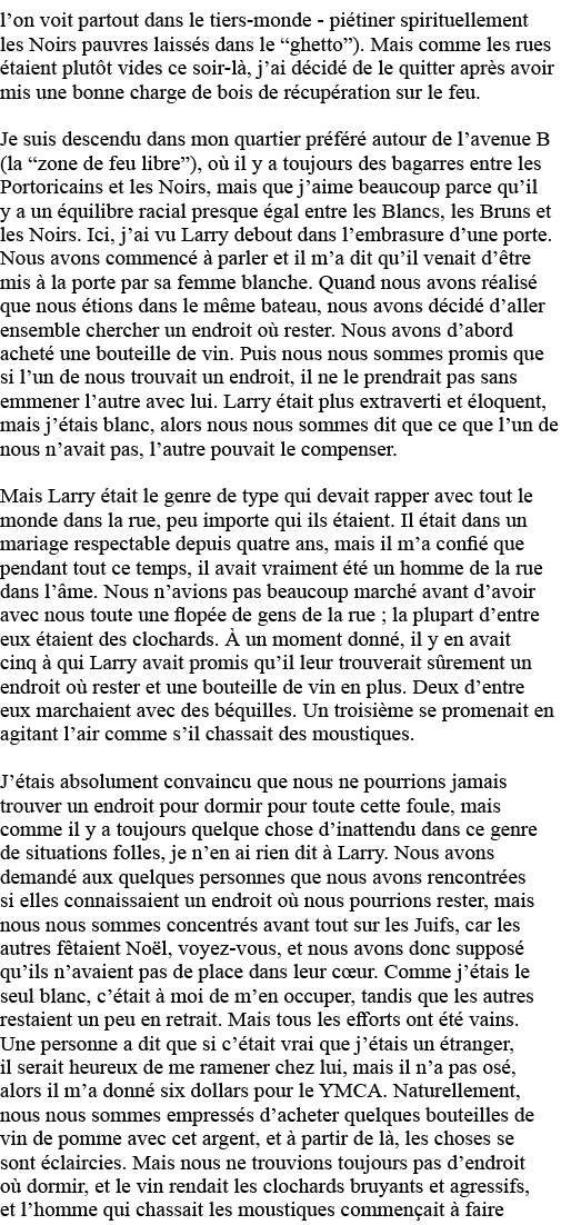 l on voit partout dans le tiers-monde - piétiner spirituellement les Noirs pauvres laissés dans le  ghetto )  Mais co   