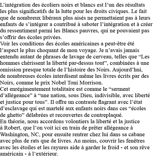 L intégration des écoliers noirs et blancs est l un des résultats les plus significatifs de la lutte pour les droits    