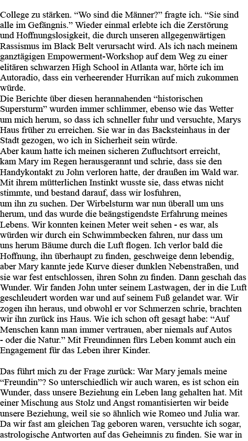 College zu stärken   Wo sind die Männer   fragte ich   Sie sind alle im Gefängnis   Wieder einmal erlebte ich die Zer   