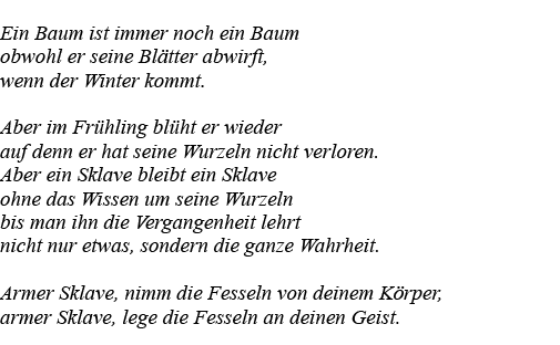 Ein Baum ist immer noch ein Baum obwohl er seine Blätter abwirft, wenn der Winter kommt  Aber im Frühling blüht er wi   