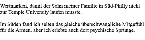 Wertmarken, damit der Sohn meiner Familie in Süd-Philly nicht zur Temple University laufen musste  Im Süden fand ich    
