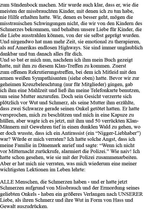 zum Sündenbock machen  Mir wurde auch klar, dass er, wie die meisten der missbrauchten Kinder, mit denen ich zu tun h   