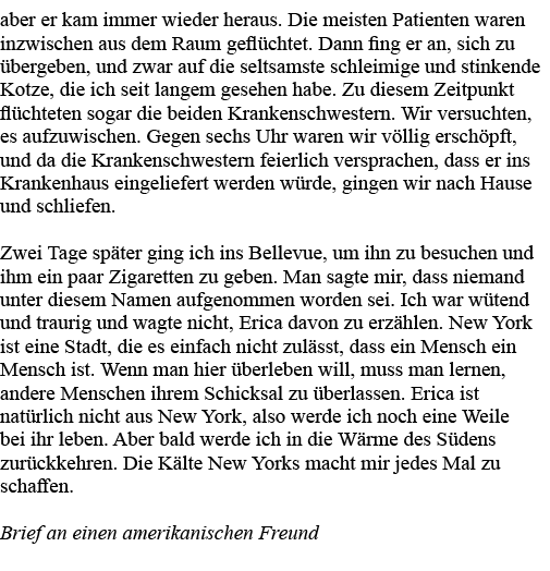 aber er kam immer wieder heraus  Die meisten Patienten waren inzwischen aus dem Raum geflüchtet  Dann fing er an, sic   