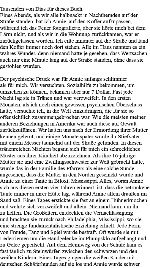 Tausenden von Dias für dieses Buch  Eines Abends, als wir alle halbnackt in Nachthemden auf der Straße standen, bat i   