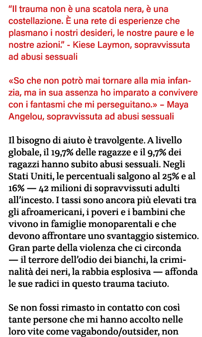  Il trauma non è una scatola nera, è una costellazione  È una rete di esperienze che plasmano i nostri desideri, le n   