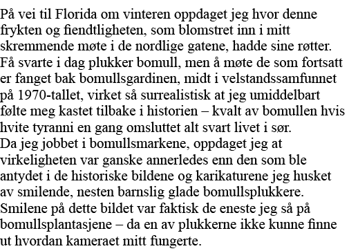 På vei til Florida om vinteren oppdaget jeg hvor denne frykten og fiendtligheten, som blomstret inn i mitt skremmende   