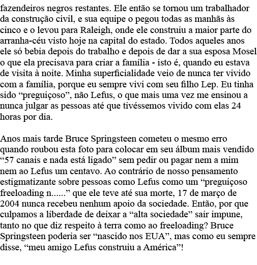 fazendeiros negros restantes  Ele então se tornou um trabalhador da construção civil, e sua equipe o pegou todas as m   