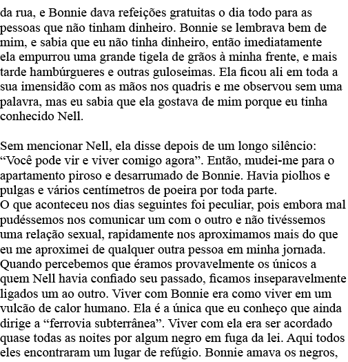 da rua, e Bonnie dava refeições gratuitas o dia todo para as pessoas que não tinham dinheiro  Bonnie se lembrava bem    
