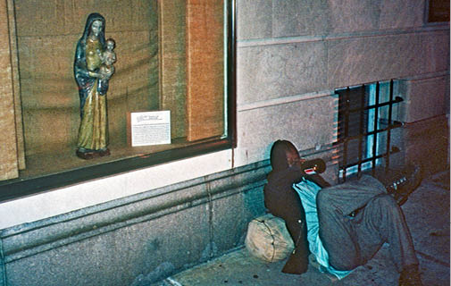 1974 - NYC  Homeless outside church 
