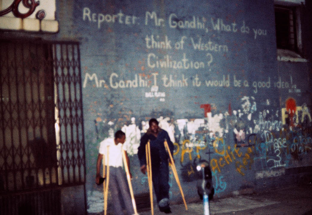 1971 - Two Veterans at Gandhi memorial, Lower Eastside, NY