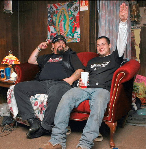 Justin admiring his father with hail salutes 