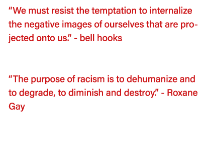 We must resist the temptation to internalize the negative images of ourselves that are projected onto us   - bell ho   