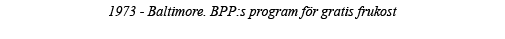 1973 - Baltimore  BPP:s program för gratis frukost 