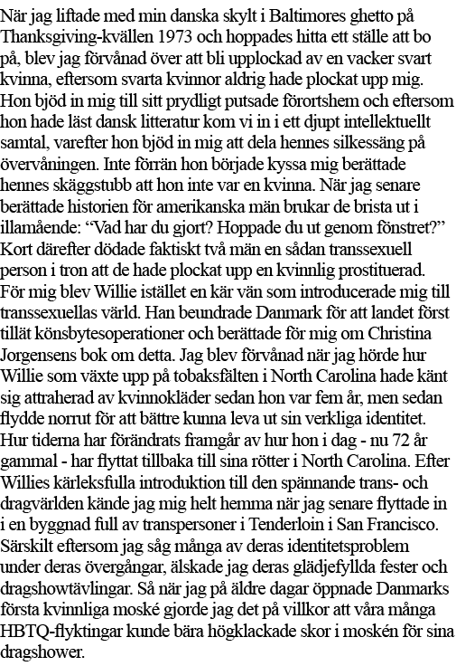 När jag liftade med min danska skylt i Baltimores ghetto på Thanksgiving-kvällen 1973 och hoppades hitta ett ställe a   