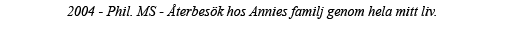 2004 - Phil  MS - Återbesök hos Annies familj genom hela mitt liv  