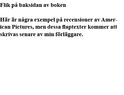Flik på baksidan av boken Här är några exempel på recensioner av American Pictures, men dessa flaptexter kommer att s   