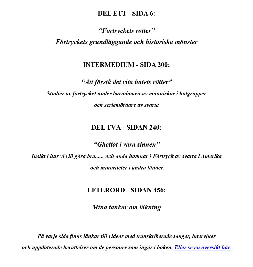  DEL ETT - SIDA 6:    Förtryckets rötter  Förtryckets grundläggande och historiska mönster  INTERMEDIUM - SIDA 200:     