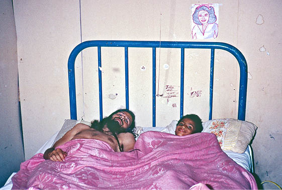 10-year old John and I always shared the bed in the old shack  1975