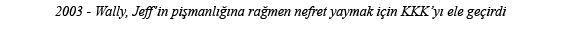 2003 - Wally, Jeff in pişmanlığına rağmen nefret yaymak için KKK yı ele geçirdi 