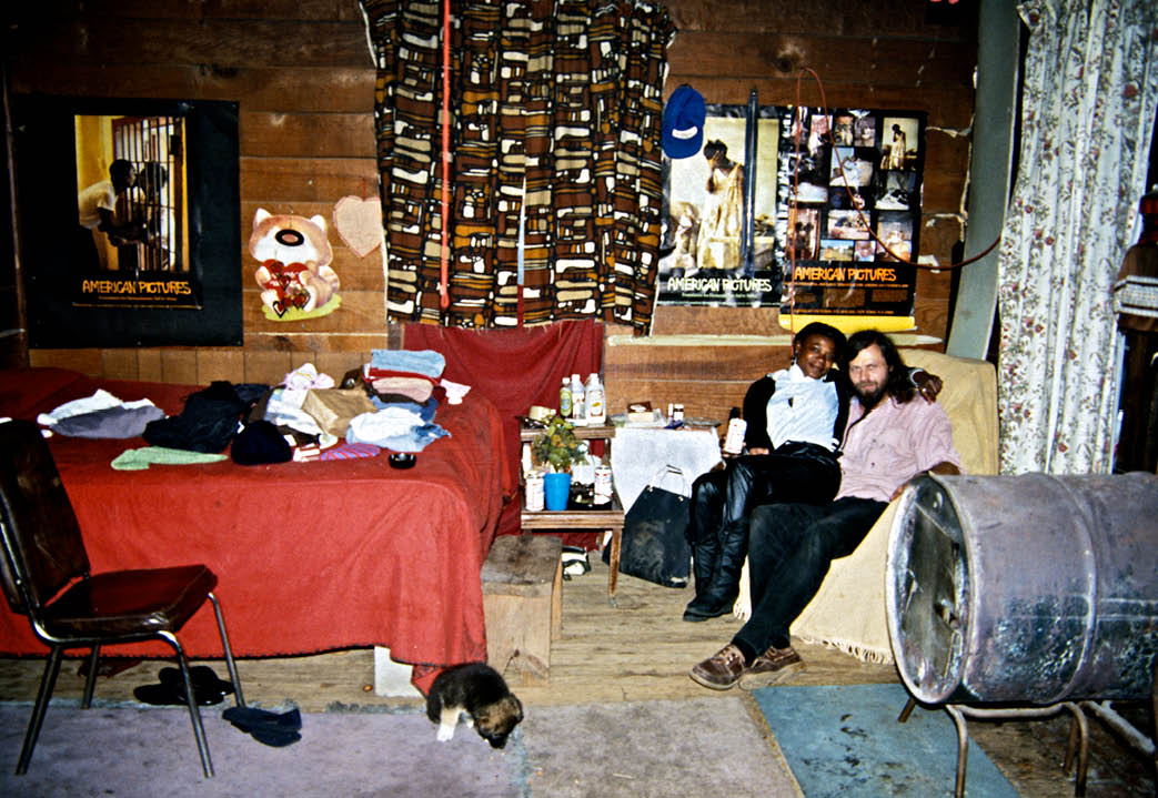 Our liberated shack with my posters after we kicked her white sugar daddies out in 1985   