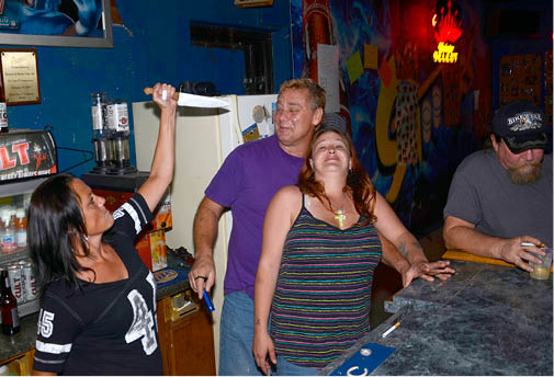 Natasha and friends in the late night bar