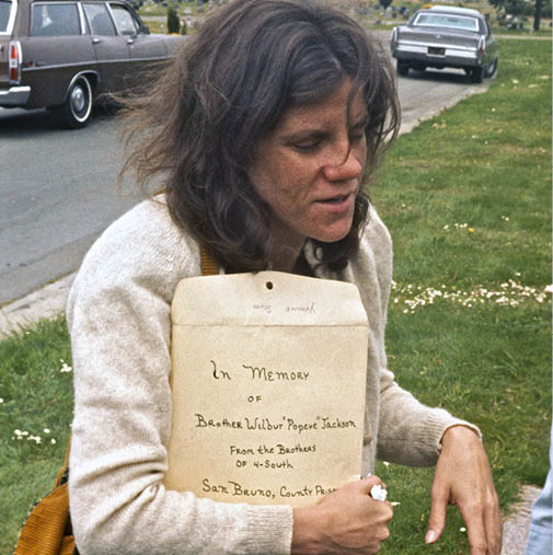 1975 - Popeye's pregnant wife Pat Singer at funeral