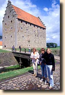 Vibeke and Lalou in front of the old castle Glimmingehus in Sweden - once owned by Vibeke's 10th great-grandfather