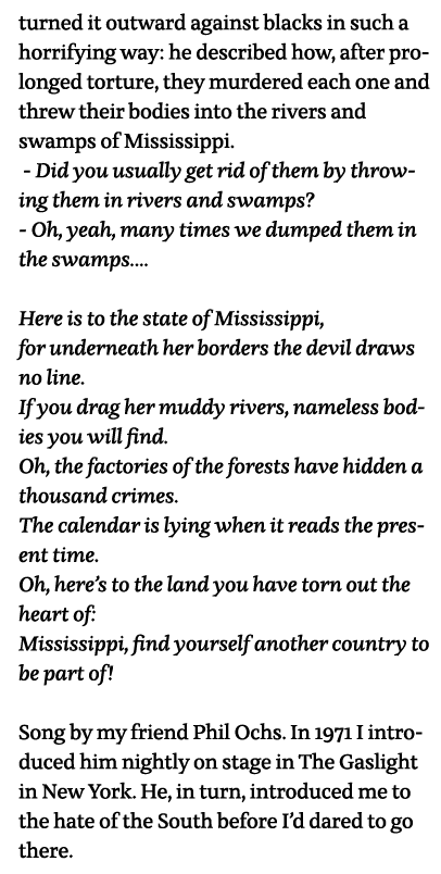 turned it outward against blacks in such a horrifying way: he described how, after prolonged torture, they murdered e   