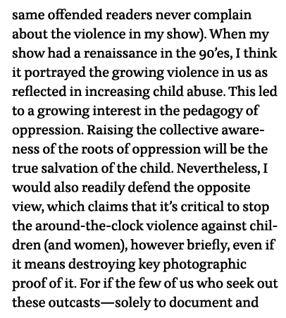 same offended readers never complain about the violence in my show)  When my show had a renaissance in the 90 es, I t   