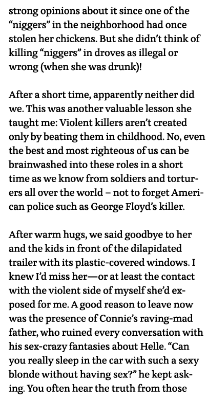 strong opinions about it since one of the  niggers  in the neighborhood had once stolen her chickens  But she didn t    