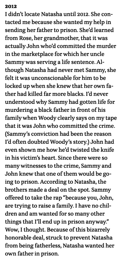 2012 I didn t locate Natasha until 2012  She contacted me because she wanted my help in sending her father to prison    