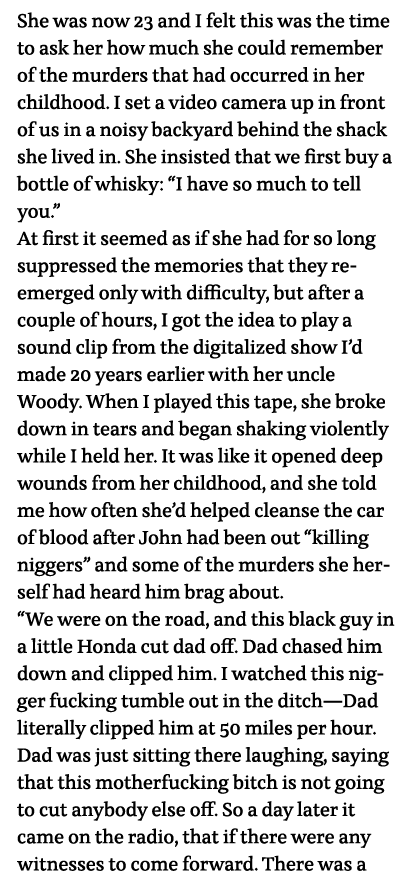 She was now 23 and I felt this was the time to ask her how much she could remember of the murders that had occurred i   